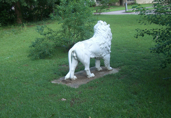Magnificent Pair of Antique Life- Size Lion Statues in Cast Iron, , Statues, Deep South Antiques