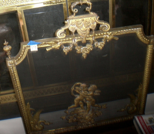 Fireplace Ormolu Fender, Screen and Cupid Andirons - French Ormolu, 19th Century, , Decoratives, Deep South Antiques