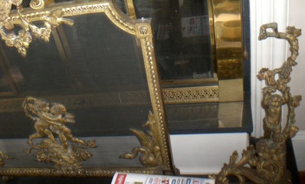 Fireplace Ormolu Fender, Screen and Cupid Andirons - French Ormolu, 19th Century, , Decoratives, Deep South Antiques