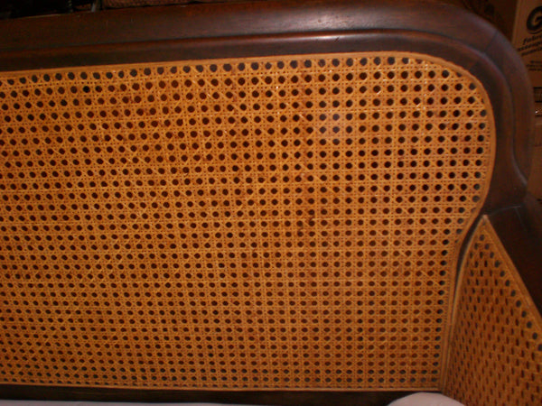 Woven Wicker Caned Sofa in French Provincial style