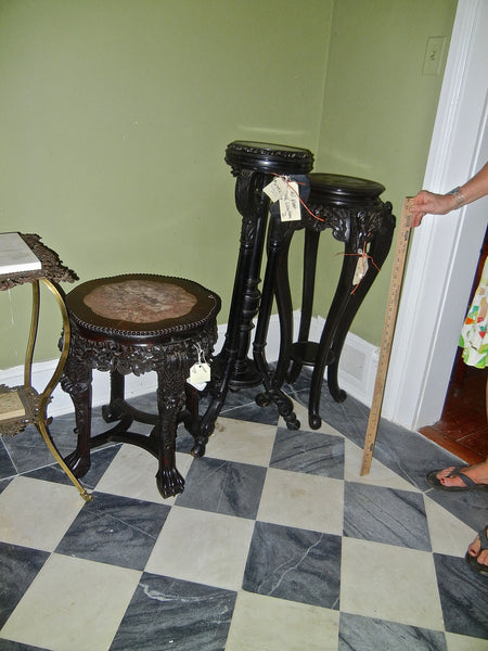Antique Dark Wood Pedestal Plant Stand, , Tables, Deep South Antiques Deep South Antiques