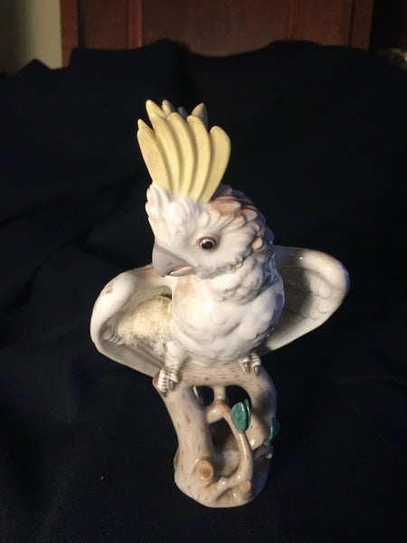 Pair of Porcelain Wien Augarten Cockatoo Bird Figurines Art Deco