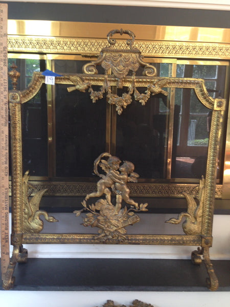 Fireplace Ormolu Fender, Screen and Cupid Andirons - French Ormolu, 19th Century, , Decoratives, Deep South Antiques