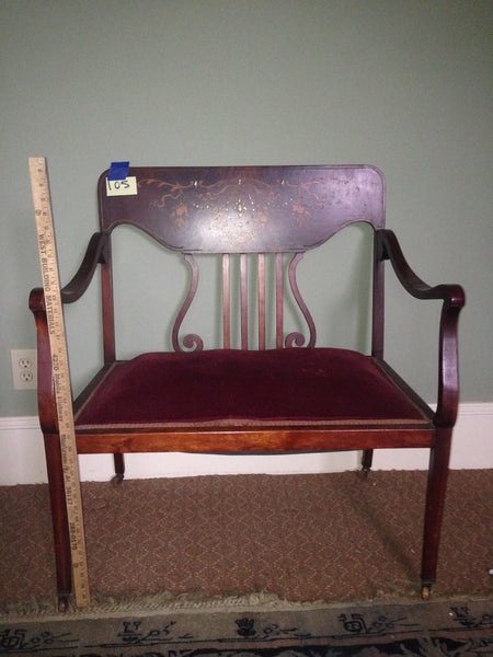 Antique Parlor Settee Velvet Love Seat Edwardian Style, , Sofas, Deep South Antiques Deep South Antiques