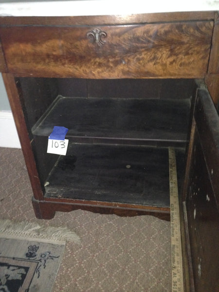 Victorian Walnut Marble Top Cupboard Washstand circa 1880's