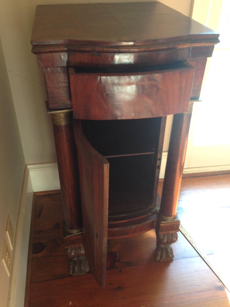 Mahogany Side Liquor Cabinet with Dore Bronze accents and Veneered Columns